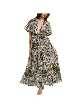 EYWASOULS Malibu Boho Maxi Dress – Mediterranean Tile Print / Resort Wear